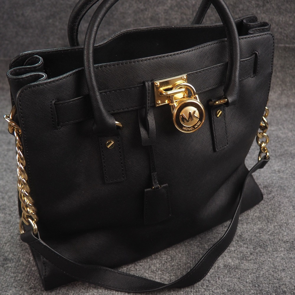 Michael Kors Hamilton Satchel Black Saffiano Leather Crossbody